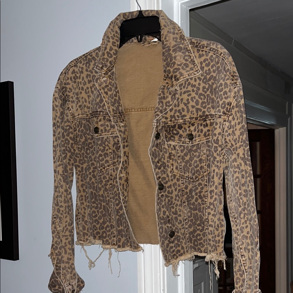 Free People Leopard Print distressed Women's Jacket